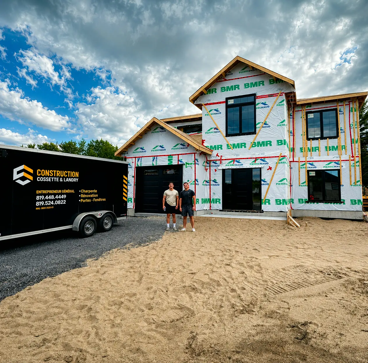L'équipe de Construction Cossette & Landry devant un chantier à Trois-Rivières